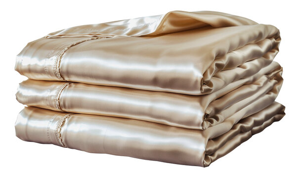 Pile of white satin sheets folded, cut out - stock png.