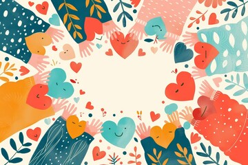Illustration cards blank template for text of National Hugging Day