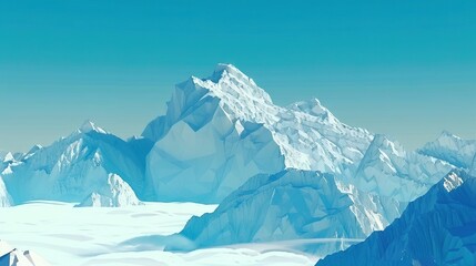 Naklejka premium Digital painting of snowy mountain range with trail