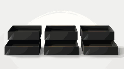 Black cartons or paper drawer box slide on white ba