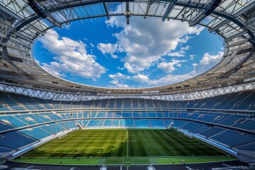 Fototapeta premium The stadiums innovative design integrates a retractable roof and advanced sound systems, offering a cuttingedge experience for sports fans