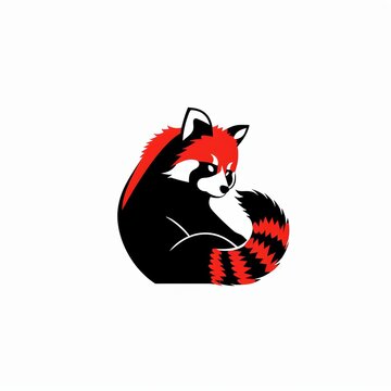 Logo icon design of red panda Ailurus. Simple vector illustration