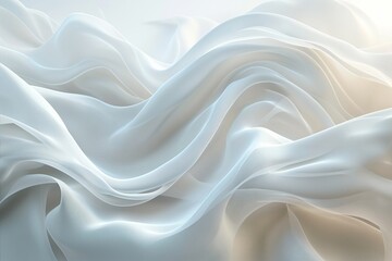 Fototapeta premium A white fabric with a wave pattern. The wave pattern is made up of small lines that are spread out across the fabric. The fabric looks like it is made of a synthetic material