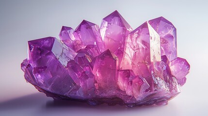 Fototapeta premium A cluster of vibrant purple amethyst crystals with a soft, ethereal glow.