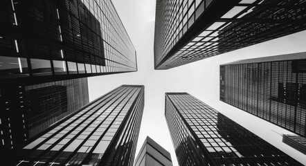 Bank Black And White. Abstract Architecture Background of Urban Business Center