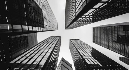 Fototapeta premium Bank Black And White. Abstract Architecture Background of Urban Business Center