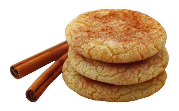 Cinnamon snickerdoodle cookies with cinnamon sticks, cut out - stock png.
