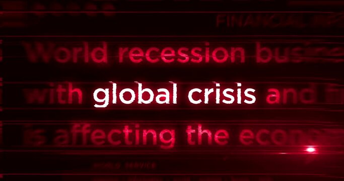 Jobless and unemployment crisis. Headline news titles international media abstract concept loop. Seamless and looped 3d animation.