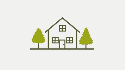 House Outline Logo Design with Abstract Roof Shape for Real Estate Market