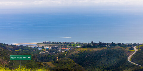 Pacific Coast Highway Sign at Topanga Canyon California