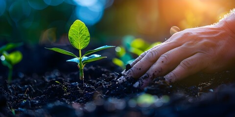 Cultivating a Growth Mindset: How a Businessman Nurtures Seedling with Positivity, Motivation, and Personal Growth. Concept Business Leadership, Growth Mindset, Positive Motivation