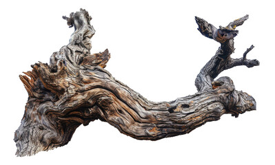 Fototapeta premium Twisted driftwood tree trunk sculpture, cut out - stock png.