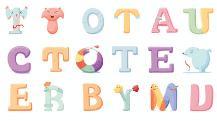 Candy alphabet funny font for kids flat cartoon vec
