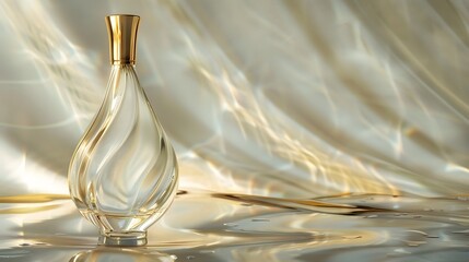 金色の金属キャップが付いた白い香水