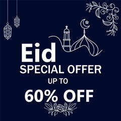 Naklejka premium eid sale label badge banner template design background