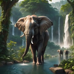 elephant in the water