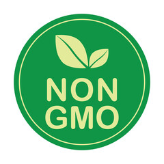 Non GMO label. GMO free icon. Healthy organic food concept. No GMO design element for tags, product packag, food symbol, emblems, stickers. Vegan, bio. Vector illustration. Organic, bio, eco symbol.	