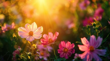 Bright and beautiful flowers under the sunlight