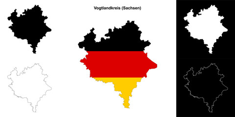 Vogtlandkreis (Sachsen) blank outline map set