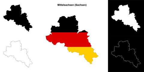 Mittelsachsen (Sachsen) blank outline map set