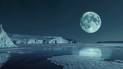Large moon in the polar north.