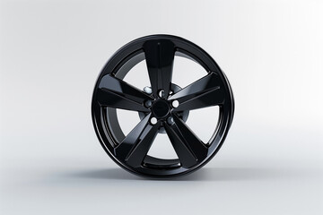 Naklejka premium Black Wheel on White Background