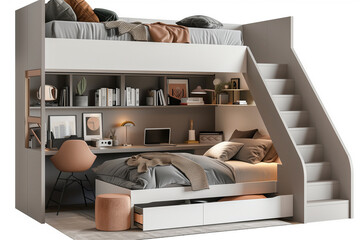 White Bunk Bed With Desk Underneath
