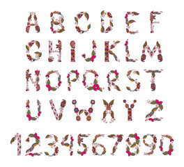 Artistic alphabet typography vector in mehandi indian style with intricate floral patterns and swirls crafted in warm hues of red, orange, creating a visually striking and decorative design.