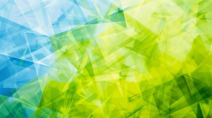 Obraz premium Abstract geometric background with overlapping green and blue triangle shapes.