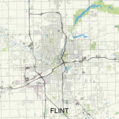 Flint, Michigan, United States map poster art