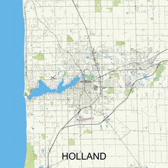 Holland, Michigan, United States map poster art