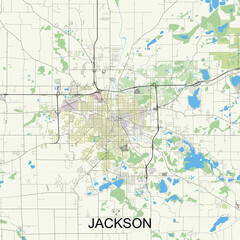Jackson, Michigan, United States map poster art