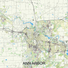 Ann Arbor, Michigan, United States map poster art