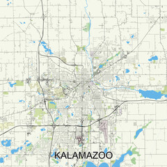 Kalamazoo, Michigan, United States map poster art