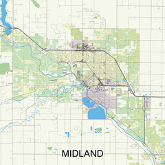 Fototapeta premium Midland, Michigan, United States map poster art