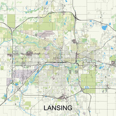 Obraz premium Lansing, Michigan, United States map poster art