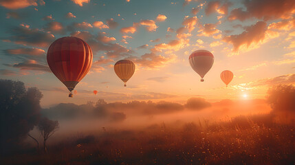 Group of Hot Air Balloons Flying in the Sky