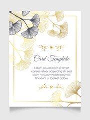 Floral wedding invitation golden elegant card template
