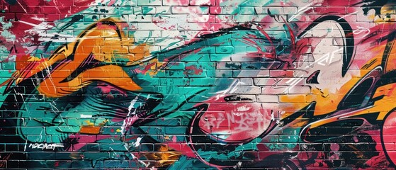 Colorful Graffiti Wall Retro Urban Culture design concept header web cover poster art work banner presentation template