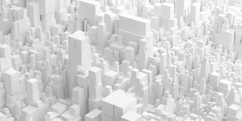 Abstract Photography. Monochromatic hyper-detailed view of the texture of a white city model, intricate design.