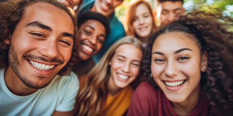 Joyful Selfie of Diverse Student Friends: International Themes