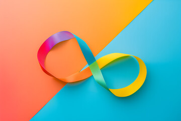 World autism awareness day concept. Autism infinity rainbow symbol sign on colorful background. Autism rights movement, neurodiversity, autistic acceptance movement symbol sign
