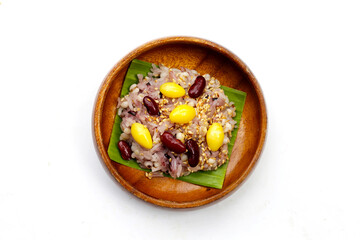 Sweet black sticky rice with grains. Thai dessert