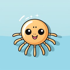 Cute cartoon spider illustration with big eyes and a friendly smile. Simple design for kids and children's illustrations