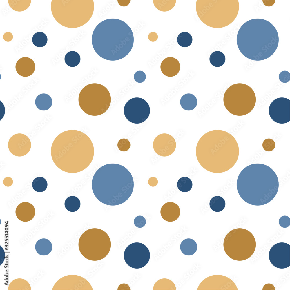 Poster abstract seamless dots pattern. seamless blue and golden circle pattern on white background