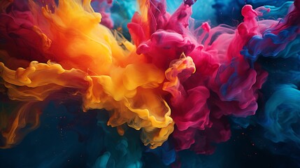 Fototapeta premium Artistic close-up of colorful ink swirling in water, creating abstract shapes