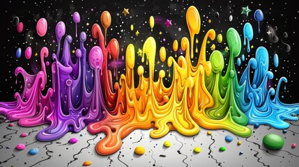 A colorful liquid flowing in a pattern on the floor, AI