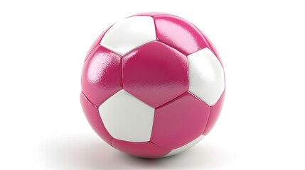 Fototapeta premium Isolated pink and white colored Soccer Ball on a white Background with Copy Space