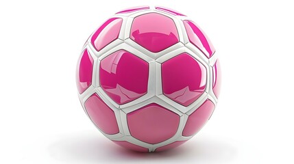 Naklejka premium Isolated pink and white colored Soccer Ball on a white Background with Copy Space