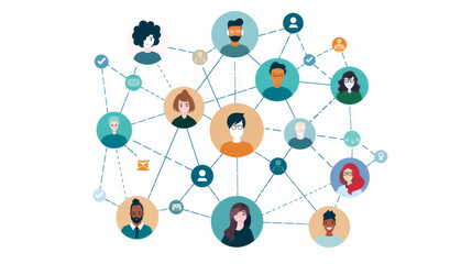 Visual representation of a diverse network of people connected through social media